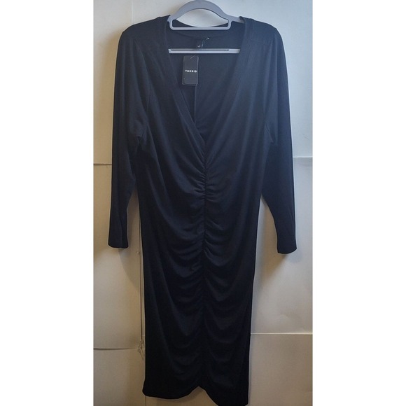 torrid Dresses & Skirts - Torrid Dress Black Bobycon Ruched Women's Size 2X Or 18/20 NWTS